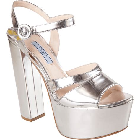 prada silver platforms|Prada sandals for sale.